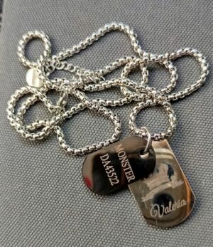 Collana acciaio doppia targa con logo nome targa moto rh
